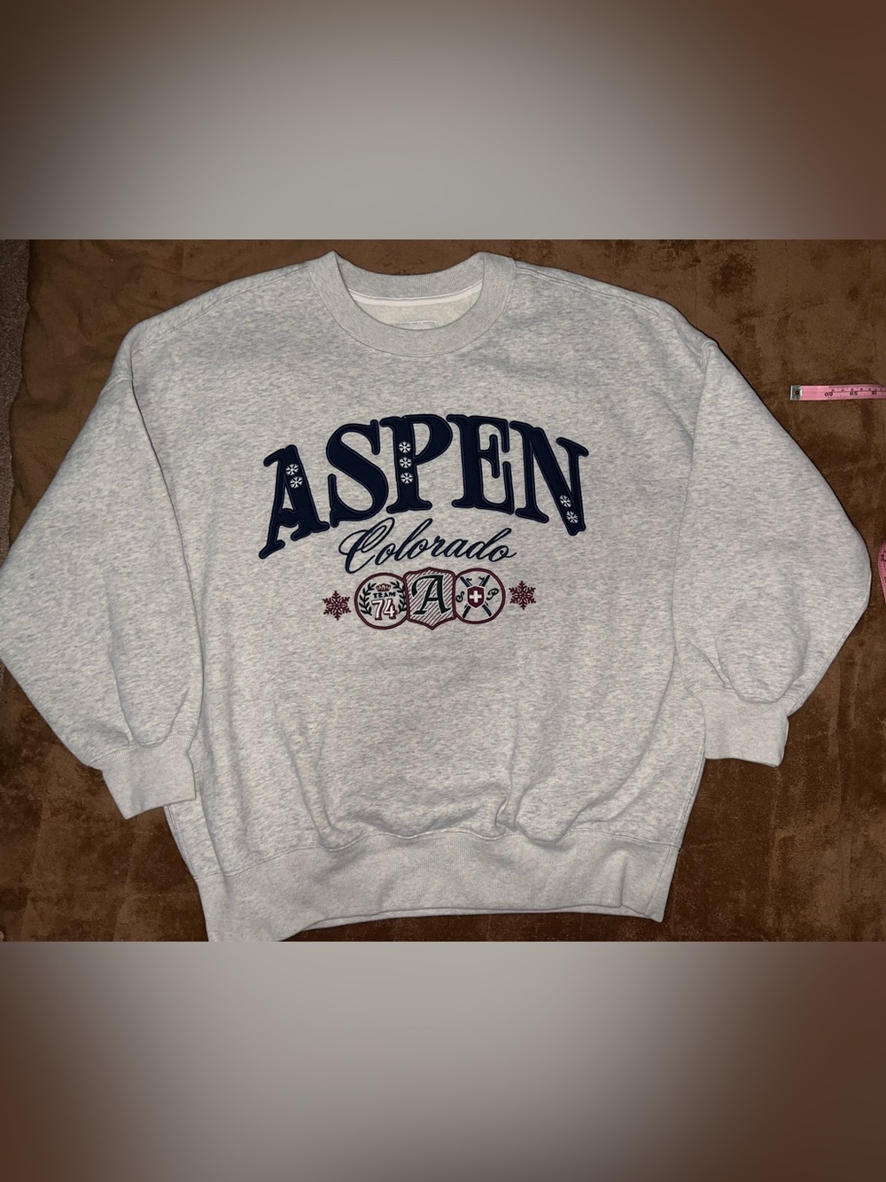 Abercrombie & Fitch Gray Aspen Colorado Crewneck Sweater Large